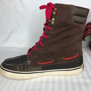 Sperry Top-Sider Brown Buffalo Plaid High Tops women’s size 7M